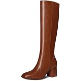 MUCCCUTE Brown Knee High Boots Women Square Toe Chunky...