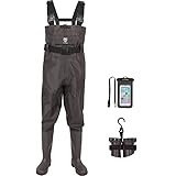 TIDEWE Bootfoot Chest Wader, 2-Ply Nylon/PVC Waterproof...