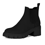 Athlefit Women's Chelsea Boots Fashion Lug Sole Chunky...