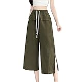 Linen Capri Pants Women Drawstring Waist Flowy Casual...