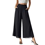 Women's Chiffon Wide Leg Long Pants Loose Fit Pants...