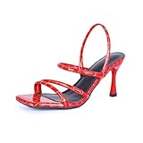 Women's High Heels Square Open Toe Sandals Summer...
