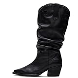KIKIVIVI Slouchy Cowboy Boots for Women Pointed Toe Mid...