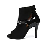 HIPPOSEUS Women Luxury Latin Dance Boots Black Swing...