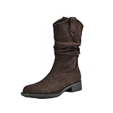 ZPLMIDE Wide Calf Suede Slouch Boots for Women, Vintage...