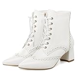 SHEMEE Women's Victorian Ankle Boots Lace Up Combat...