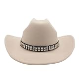 Beige Wool Felt Western Cowboy Hat for Women & Men –...