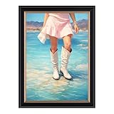Framed Cowgirl Boots on Beach Canvas Print Modern...