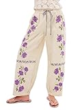 Kedera Womens Floral Embroidery Pants Mid Waist Wide...