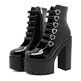 Women's Patent Leather Platform Chunky Heel Ankle Boots...