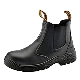 Mens Work Boots Steel Toe Chelsea Safety Boots Cow...
