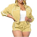 Women's 2 Piece Tracksuit Set Zip Up Jacket and Shorts...