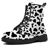 nabbig Women's Men's Cow Print Boots Combat Boot Lace...
