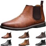 GHTRHSB Men's Chelsea Boots,Mens Faux Leather Elastic...