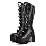 Rhineshell Women's Crocodile Embossed Platform Knee...