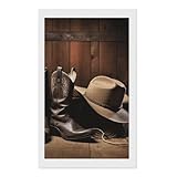 RLDOBOFE Cowboy Black Hat Western Boots Diamond Picture...