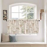 Beige Cow Skull Kitchen Tier Curtains 24 Inch Long 2...