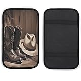 Cowboy Black Hat Western Boots Car Armrest Cushion Soft...
