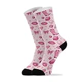 Cowboy Boots Dice Pink Pattern Crew Socks for Women Men...
