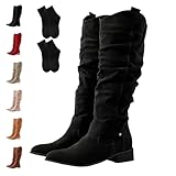Women’s Suede Over The Knee Boots Wide Calf Low Heel...