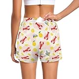 QUGRL Womens Training Shorts Lobster Lemon Slices Boot...