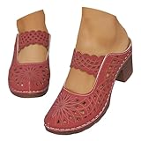 ZSpzx Women Leather Heeled Sandals Platforms Ankle...