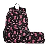 Selerdon Kids Backpack Valentines Cowboy Boots Pinks...