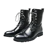 LRMYMHY Men's Patchwork Rivet Combat Boots Lace Up...