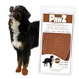 PawZ Rubber Dog Boots for Large Dogs 12pk, XL Brown Dog...