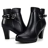mysoft Women's Zipper Booties Chunky Stacked Heel Ankle...