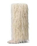 INSMIA Womens Kaki Furry Boots Knee High Fold Over Tall...