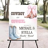 Cowboy or cowgirl Gender Reveal Welcome Signs, He or...