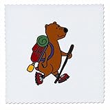3dRose Cool Funny Brown Bear Hiking with Backpack and...