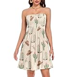VIGTRO Cactus Cowboy Boots Flowers Strapless Dress for...