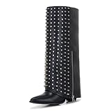 Aizhenzm Studded Knee-High Shark Boots for Women –...