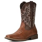 IUV Cowboy Boots for Men Western Boots Square Toe Slip...