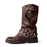 Agodor Brown Women's Mid Calf Boots Chunky Low Heel...
