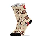 Football Beige Pattern Crew Socks for Women Men Hiking...