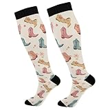 PDYRLEN Cute Cowboys Boots Cartoon Compression Socks...
