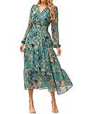Simplee Women's Floral Boho Long Sleeve Maxi Dress V...