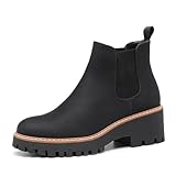 DECARSDZ Womens Black Chunky Platform Chelsea Boot With...