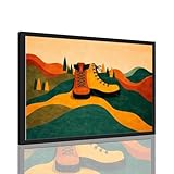 Framed hiking boots landscape Poster Canvas Print Art...