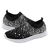 Wabkderpu Womens Rhinestone Shoes Mesh Sparkling...