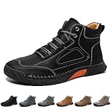 Men's Leather Wide Spacious Toe Hiking Boots Fashion...