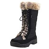 AUSLAND Women's Black Winter Snow Boots Twin Peaks Fur...