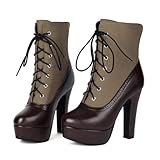 Women's Platform High Heel Ankle Boots 4.53IN Lace Up...