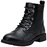 Vepose Women's Black Ankle Boots Lace up, Flat Fashion...