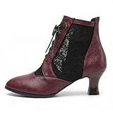 Jeneyao Women Booties Lace Up Shoes Womens Short Ankle...