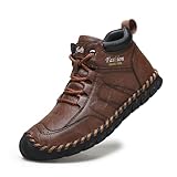 MVIOBUY Men's Leather Handmade Lace Up Ankle Boots...
