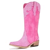 Souactimuy Women Mid Calf Western Cowboy Boots with...